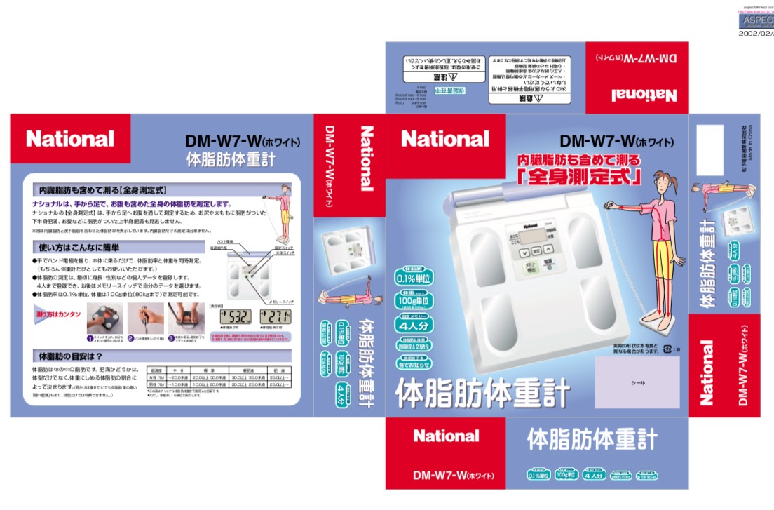 National Panasonic, 松下電器, 商品パッケージ, 体脂肪 体重計